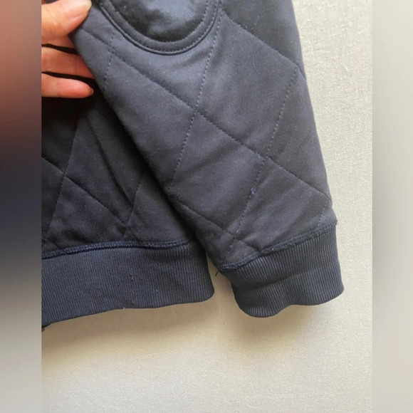 Ted Baker Quilted Jersey Cotton Navy Elbow Patches Bomber Jacket Sz 4(Sz M) - Picture 3 of 13